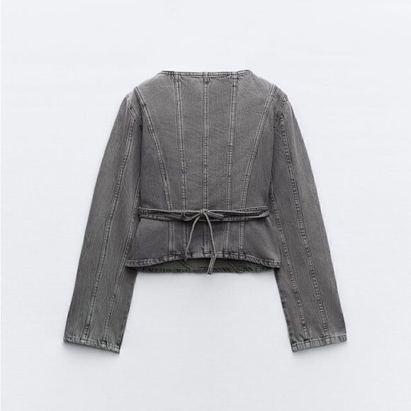 ZARA WRAP FRONT TRF DENIM SHIRT - Picture 3 of 6